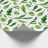 Wasserfarbenes Grünmuster. Botanische Blüte Geschenkpapier (Ecke)