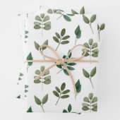 Wasserfarbenes Grünmuster. Botanischer Wald Geschenkpapier Set (Beispiel)
