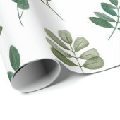 Wasserfarbenes Grünmuster. Botanisches Blattwerk Geschenkpapier (Rolleneckpunkt)
