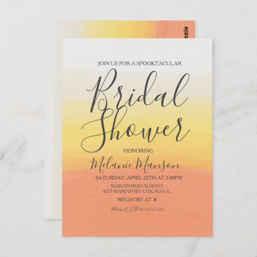 Wasserfarbenes Halloween-Brautparty Postkarte (Vorne/Hinten)