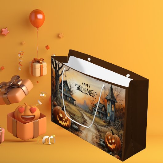 Wasserfarbenes Halloween Spuk Bauernhaus Große Geschenktüte
