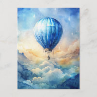 Wasserfarbenes Heißluftballon Friedlicher Himmel