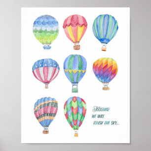 Wasserfarbenes Heißluftballon-Zitat Kunst 4- 8"X10 Poster
