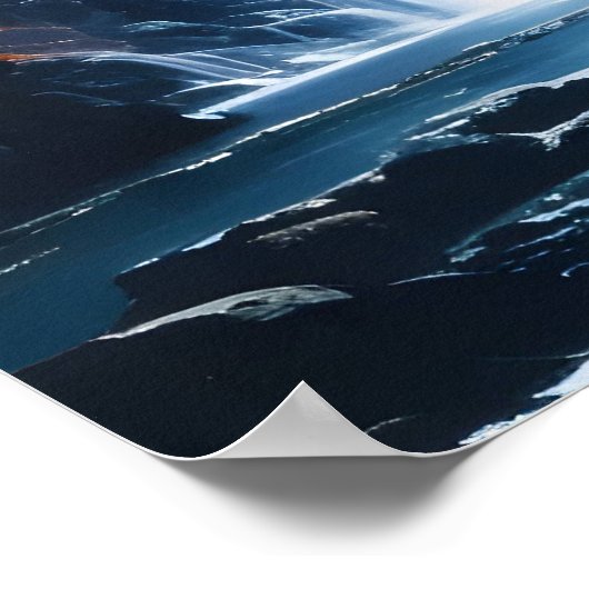 Wasserfarbenes Herbstwasserfallgemälde Poster (Ecke)