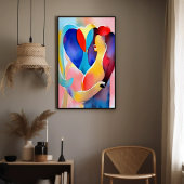 Wasserfarbenes Herz der Liebe Kunst, Dichtung und  Poster