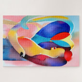 Wasserfarbenes Herz der Liebe Kunst, Dichtung und Puzzle (Horizontal)