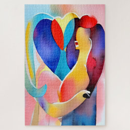 Wasserfarbenes Herz der Liebe Kunst, Dichtung und  Puzzle
