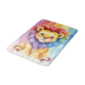 Wasserfarbenes Herz Form farbenfrohe Löwe Badematte (Schrägansicht)