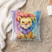 Wasserfarbenes Herz Form farbenfrohe Löwe Kinderzi Kissen (Decke)