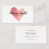 Wasserfarbenes Herz Gold Sprinkles Visitenkarte (Vorne/Hinten)