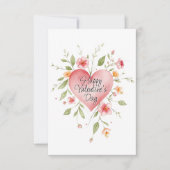 Wasserfarbenes Herz mit Blume Valentinstag Karte (Vorderseite)