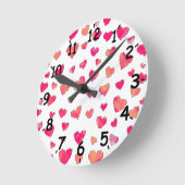 Wasserfarbenes Herz Muster Kunst Runde Wanduhr (Winkel)