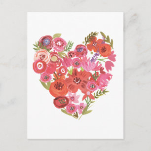 Wasserfarbenes Herz   Valentine Chic II Feiertagspostkarte