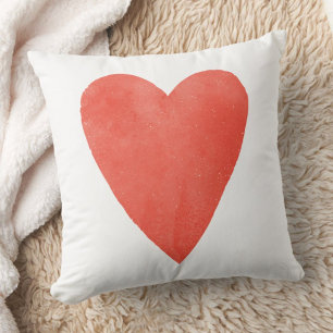 Wasserfarbenes Herz - Valentine Pillow - Rot Kissen