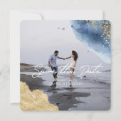 Wasserfarbenes himmlisches Foto Save the Date Einladung (Vorderseite)