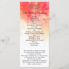 Wasserfarbenes Hochzeitsprogramm. Zeremonie Programm