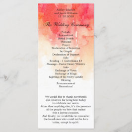 Wasserfarbenes Hochzeitsprogramm. Zeremonie Programm