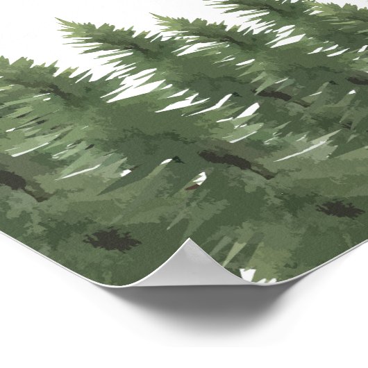 Wasserfarbenes Holz Pine Tree Wand Deco Poster (Ecke)