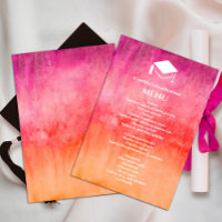 Wasserfarbenes Hot Pink und Orange Abschluss Abend