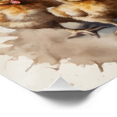 Wasserfarbenes Hühnchen mit Hühnern no 2 Poster (Ecke)