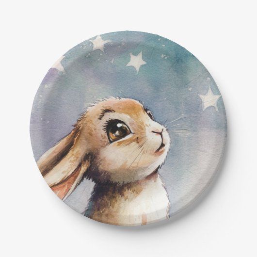 Wasserfarbenes Kaninchen Pappteller (Vorderseite)