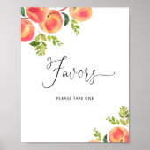 Wasserfarbenes kleines Pfirsichzeichen Poster (Vorne)