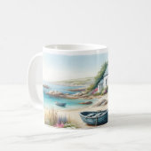 Wasserfarbenes Küstenhaus-Seescene Kaffeetasse (Vorderseite Links)