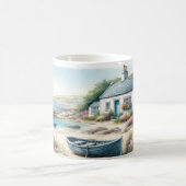 Wasserfarbenes Küstenhaus-Seescene Kaffeetasse (Mittel)