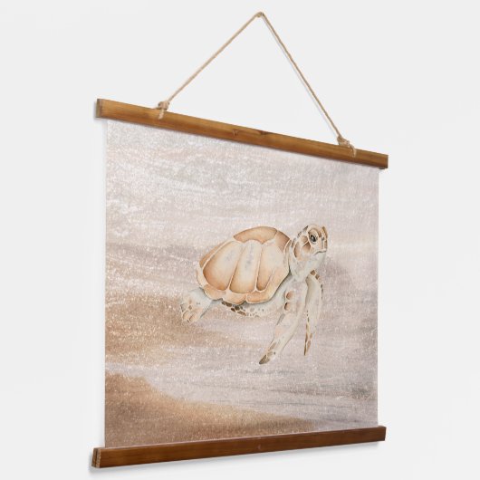 Wasserfarbenes Meer Flora und Fauna Wandteppich Mit Holzrahmen (Gewinkelt)