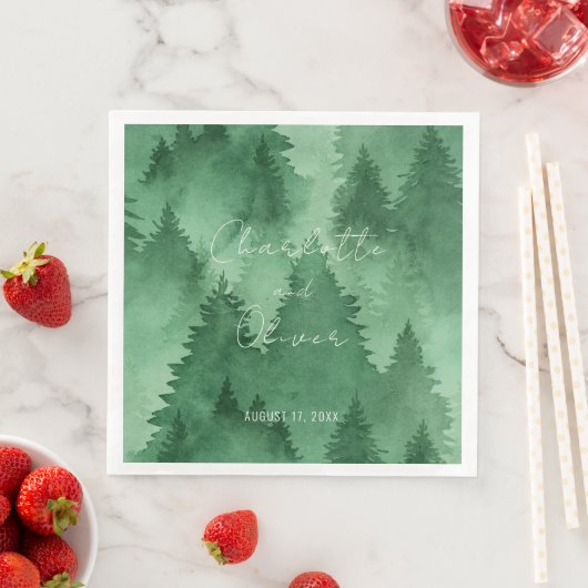 Wasserfarbenes Mistland Wald Rustikale Moderne Serviette (Beispiel)