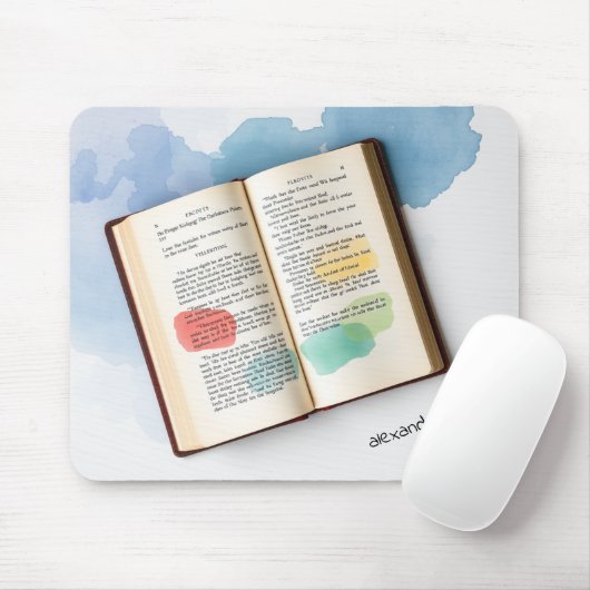 Wasserfarbenes Monogramm alte Buchillustration Mousepad (Mit Mouse)