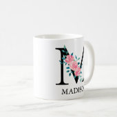 Wasserfarbenes Monogramm, einzelner Buchstabe M na Kaffeetasse (VorderseiteRechts)