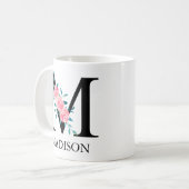 Wasserfarbenes Monogramm, einzelner Buchstabe M na Kaffeetasse (Vorderseite Links)