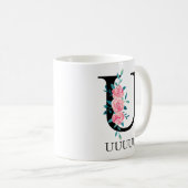 Wasserfarbenes Monogramm, einzelner Buchstabe U Kaffeetasse (VorderseiteRechts)