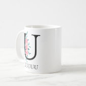 Wasserfarbenes Monogramm, einzelner Buchstabe U Kaffeetasse (Vorderseite Links)