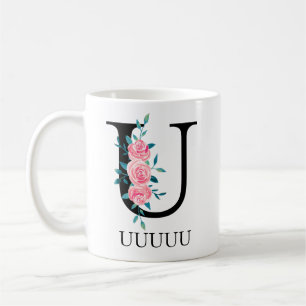 Wasserfarbenes Monogramm, einzelner Buchstabe U Kaffeetasse