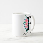 Wasserfarbenes Monogramm individuell einzelner Buc Kaffeetasse (VorderseiteRechts)