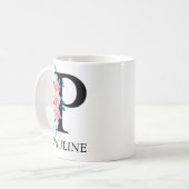Wasserfarbenes Monogramm individuell einzelner Buc Kaffeetasse (Vorderseite Links)