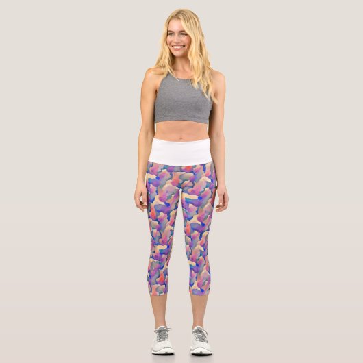 Wasserfarbenes Muster Hochgebirgtes Capri Leggings (Vorderseite)