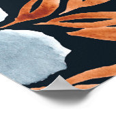 Wasserfarbenes, nahtloses Blumenmuster mit Indigof Poster (Ecke)