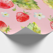 Wasserfarbenes nahtloses Erdbeermuster Geschenkpapier (Ecke)