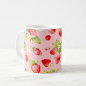 Wasserfarbenes nahtloses Erdbeermuster Kaffeetasse (Vorderseite Links)