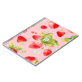 Wasserfarbenes nahtloses Erdbeermuster Notizblock (Linke Seite)