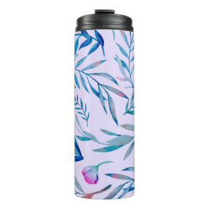 Wasserfarbenes nahtloses Muster. Botanische Orname Thermosbecher