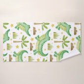 Wasserfarbenes nahtloses Muster der Krokodilpalme Badehandtuch (Badehandtuch)