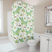 Wasserfarbenes nahtloses Muster der Krokodilpalme Duschvorhang (Beispiel)