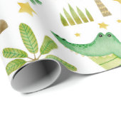 Wasserfarbenes nahtloses Muster der Krokodilpalme Geschenkpapier (Rolleneckpunkt)