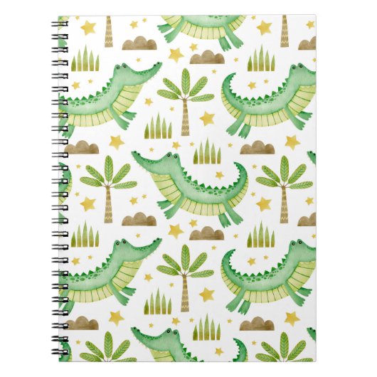 Wasserfarbenes nahtloses Muster der Krokodilpalme Notizblock (Vorderseite)