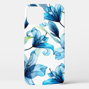 Wasserfarbenes nahtloses Muster mit blauen Lilien Case-Mate iPhone Hülle