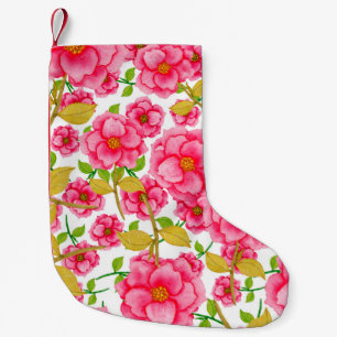 Wasserfarbenes nahtloses Muster mit Blume. Vintag Kleiner Weihnachtsstrumpf